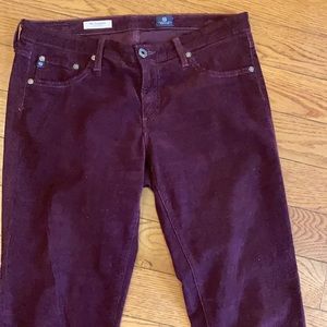 AG Corduroy Super Skinny Legging in wine / burgundy